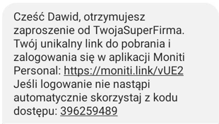 Zaproszenie do moniti personal sms